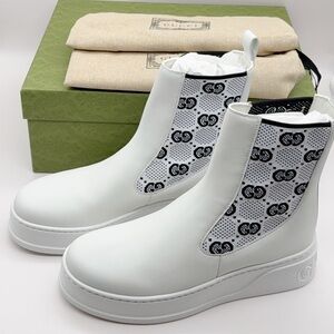 ❌SOLD❌Gucci Women's GG Jersey Soft Leather White Boots Size 40.5 (US 10.5)